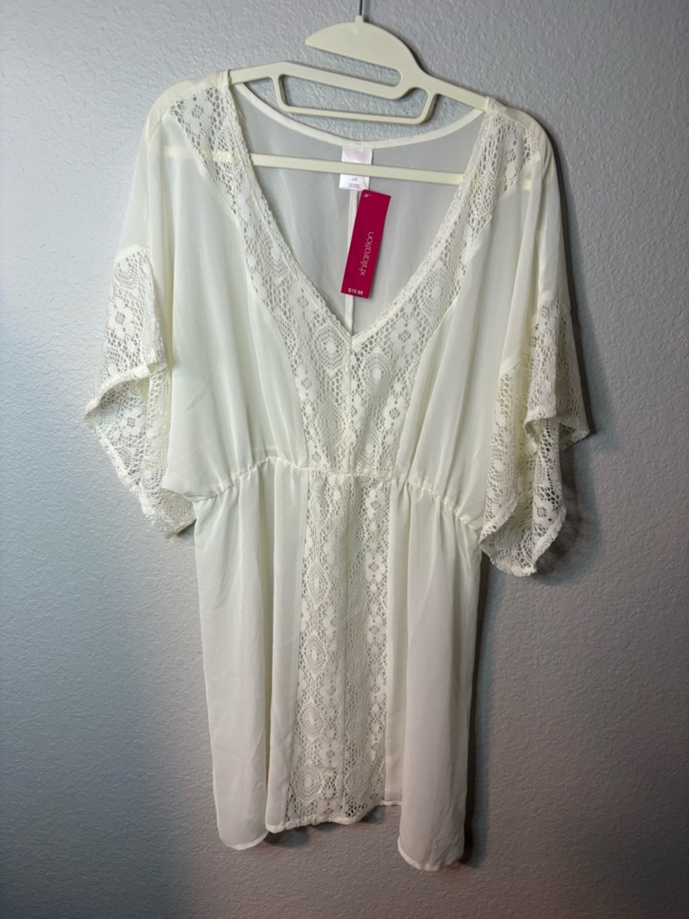 Xhilaration Ivory Crochet Lace V-Neck Swim Coverup